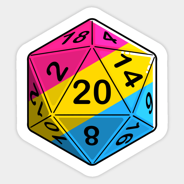 Pan Pride d20 Sticker by PaintbrushesAndPixels